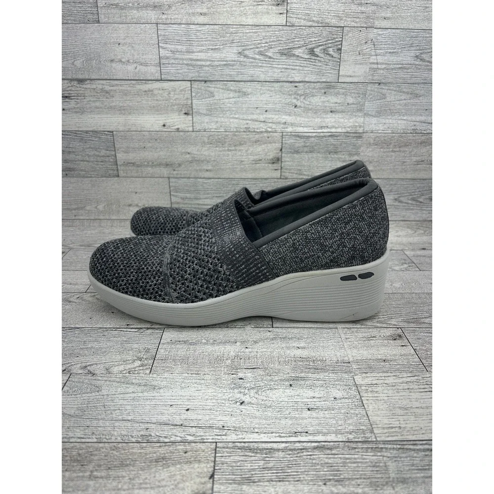 Skechers Womens 8.5 Slip On Knit Air‎ Cooled Memory Foam Sneakers Gray
